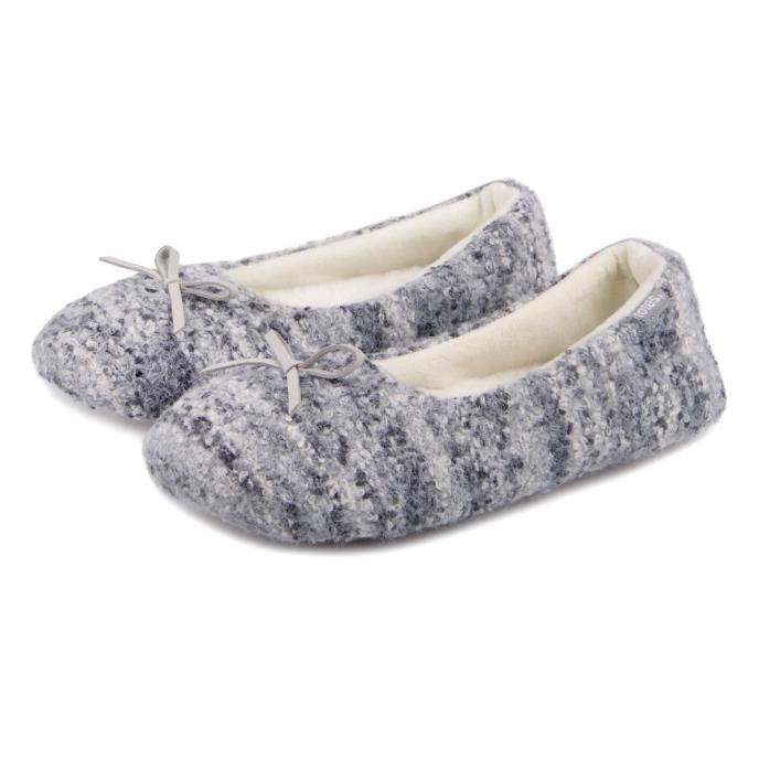totes toasties® Ladies Knitted Ballet Slippers Blue Extra Image 2